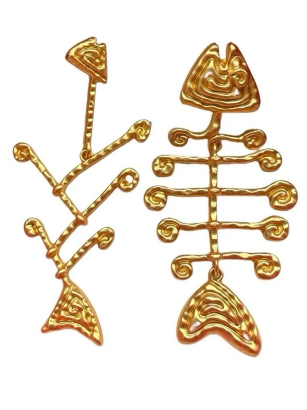 Schiaparelli Mismatched Fishbone Earrings